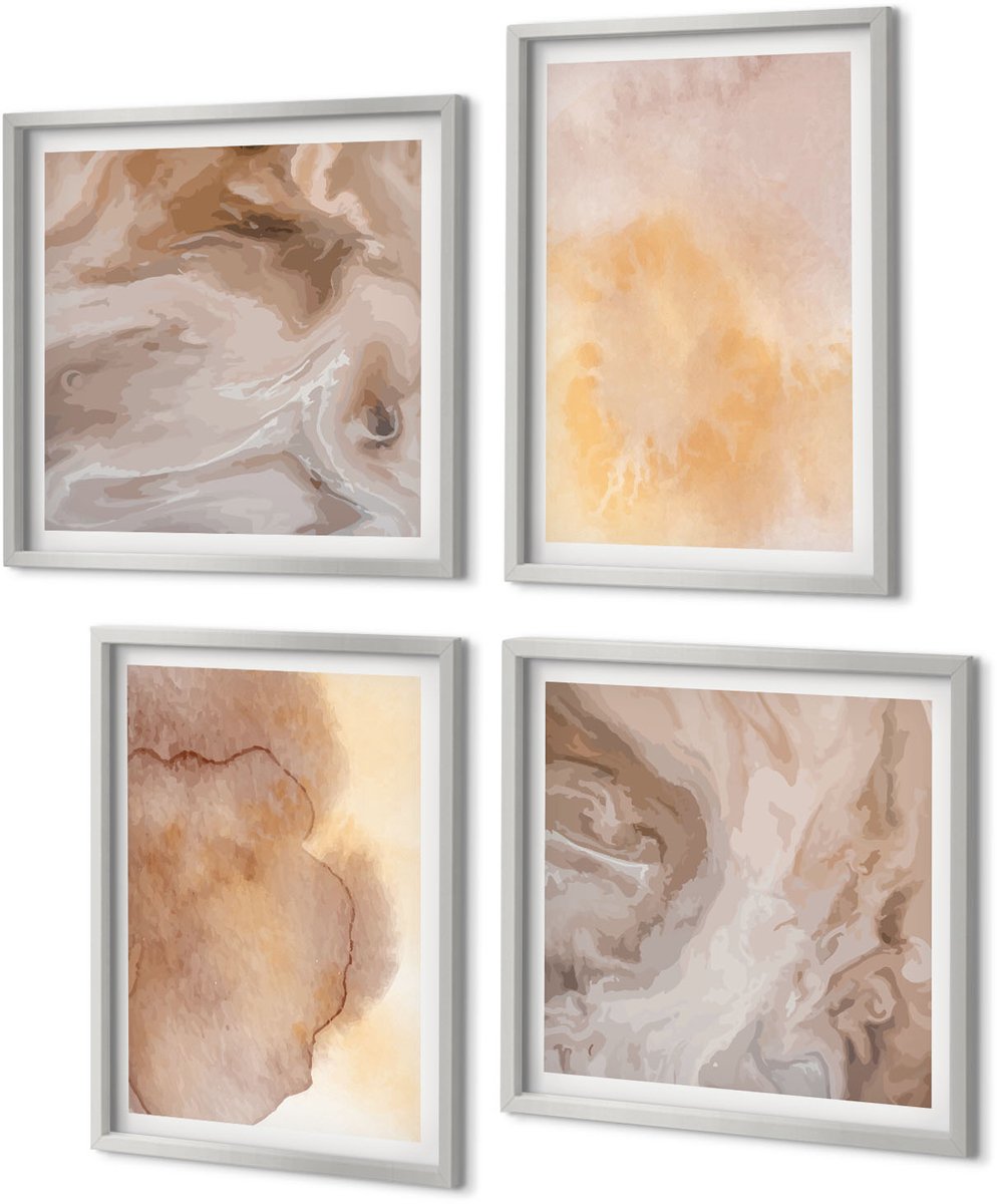 Coloray 4-Delige Schilderij Set - Warme aquarelverf op canvas, kleurrijke texturen - 40 x 40 cm en 40 x 60 cm - Stijlvolle Wanddecoratie - Interieur - Moderne Wanddecoratie
