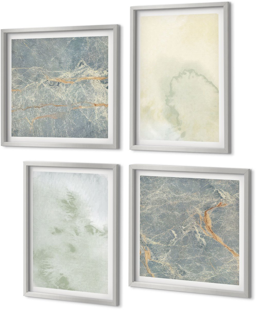 Coloray 4-Delige Schilderij Set - Pastel aquarelverf op canvas, textuurverf - 40 x 40 cm en 40 x 60 cm - Wanddecoratie - Moderne Interieurdecoratie - Woonkamer Decoratie