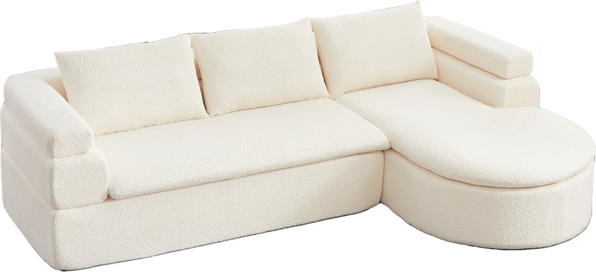 DESMIU Hoekbank - L-Vormig Met Chaiselongue - 3-Zits - Wolken-Design Met Zachte Chenille - Voor Woonkamer En Appartement - Beige