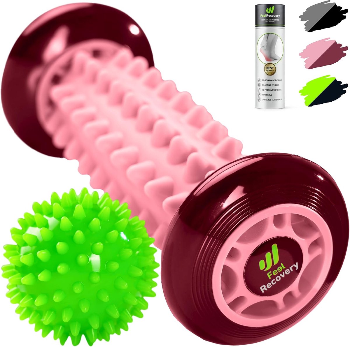 Set Foot Massage Roller for Plantar Fasciitis + Hedgehog Ball Massage Ball for Trigger Points - ShopVlot