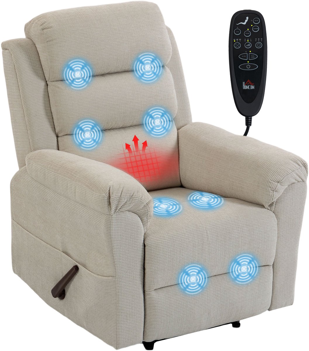 HOMCOM massage relaxbank - Chenille - 87 x 95 x 109 cm - Crème