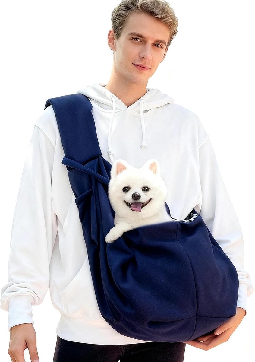 Draagtas voor honden - Marineblauw - Hondendraagtas van Polyester met Voorvak - Voor Huisdieren tot 7,5 kg