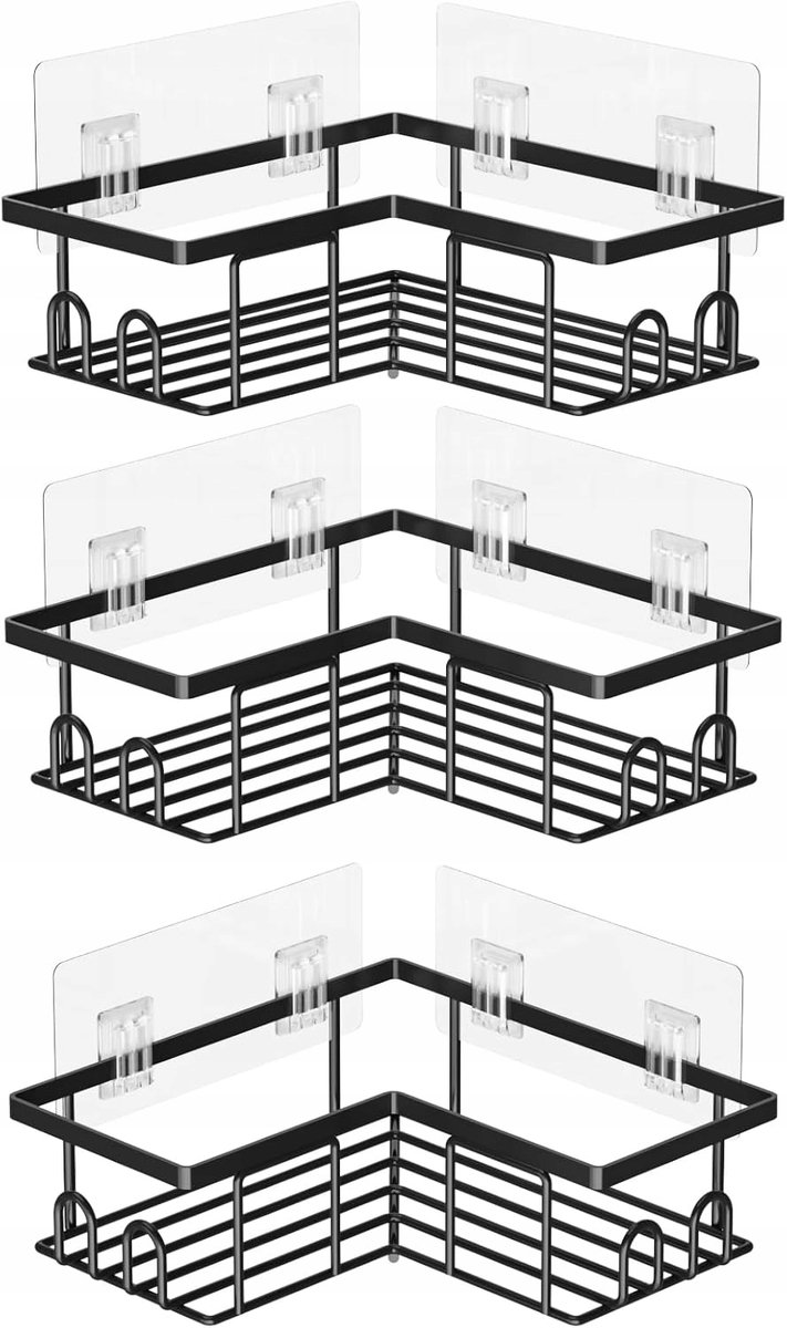 Hoek Doucheplank Set - 3 stuks stevig Zwart