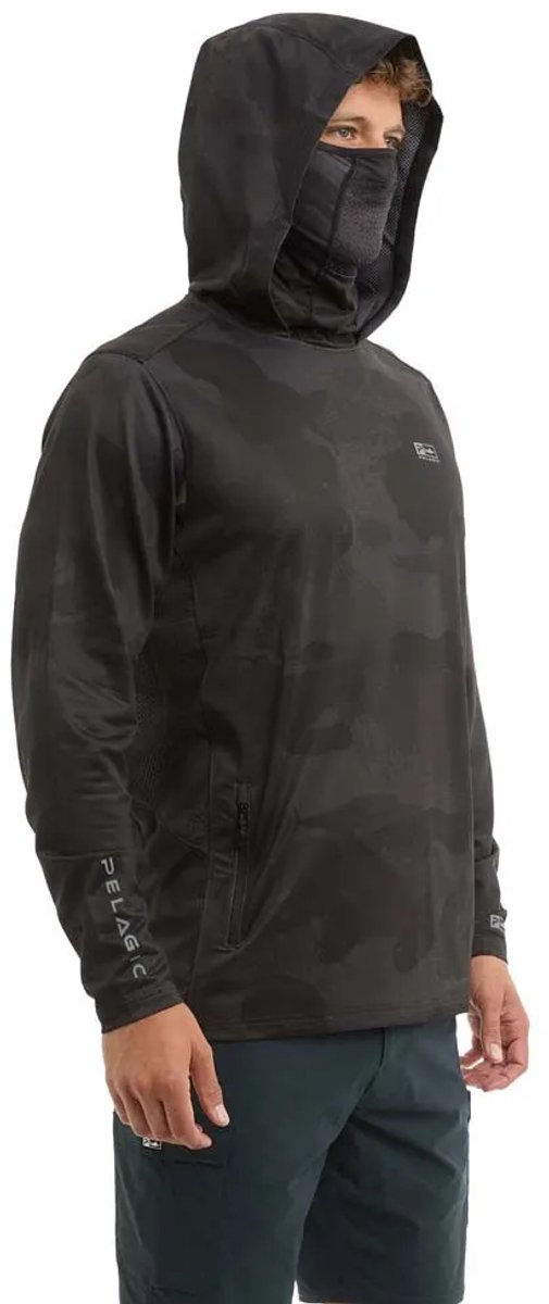 Pelagic Exo-tech Brush Camo Uv-hoodie Met Lange Mouwen Zwart L Man