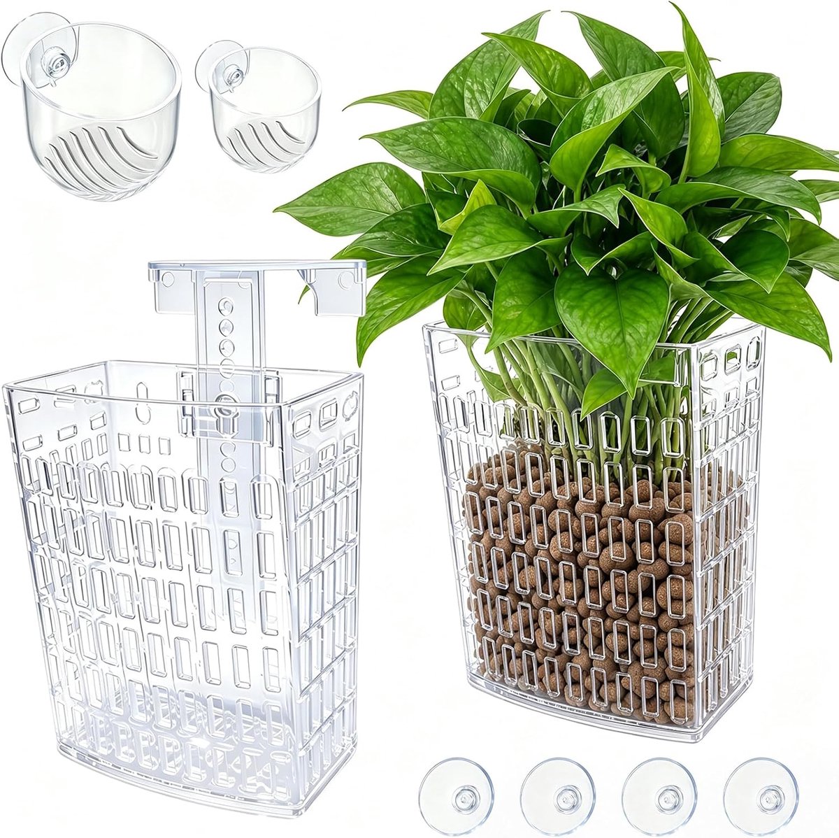 Plantenhouders voor aquaria - in hoogte verstelbaar - met zuignap - ideaal voor hydrocultuur - ShopVlot