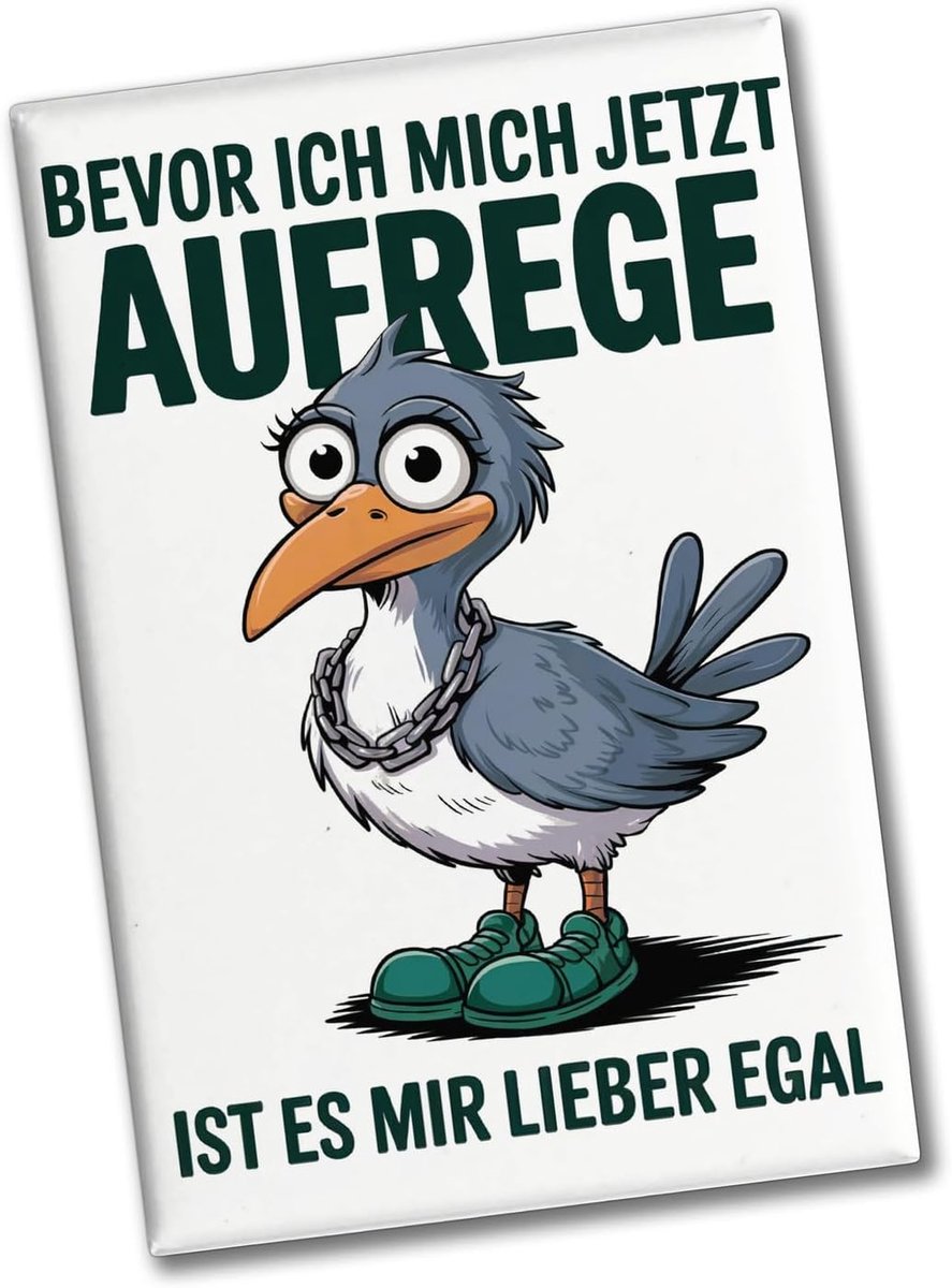 Magnet vogel met grote ogen - grappige souvenir - vrolijke spreuk voor koelkast - ShopVlot