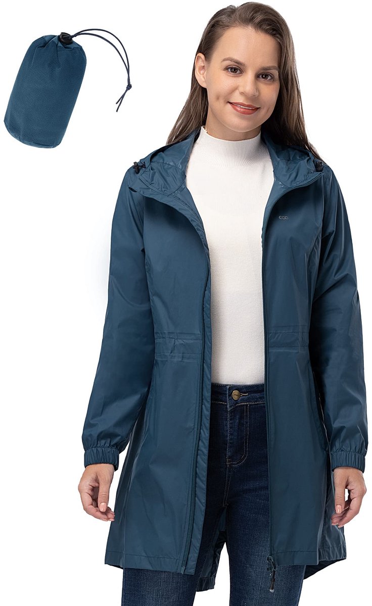 Damesregenjas S - Juwel blauw - Opvouwbaar en waterdicht - Ideaal voor onderweg - ShopVlot