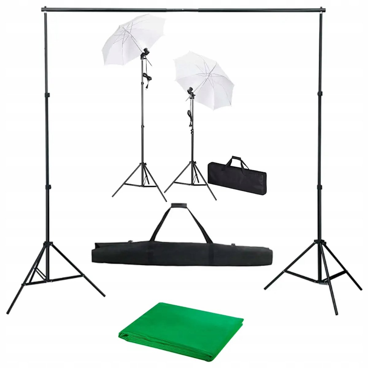 Professionele Studio Set: Groen Achtergrond 300x300cm & 2x 100W Lampen