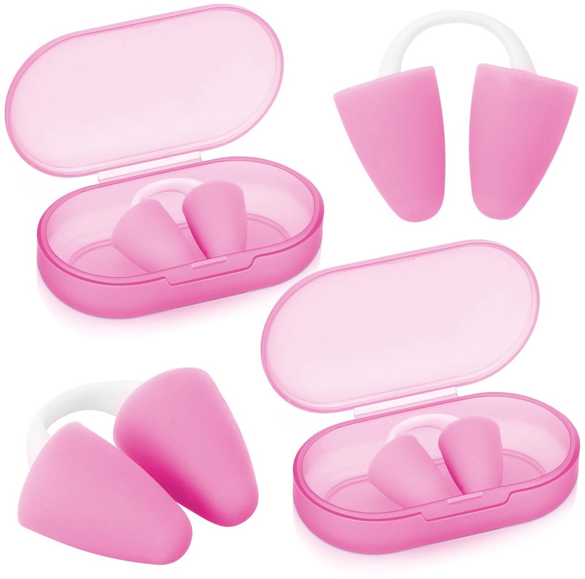 Set van 2 Roze Neuspluggen voor Zwemmen, Herbruikbaar en Met Opbergdoos