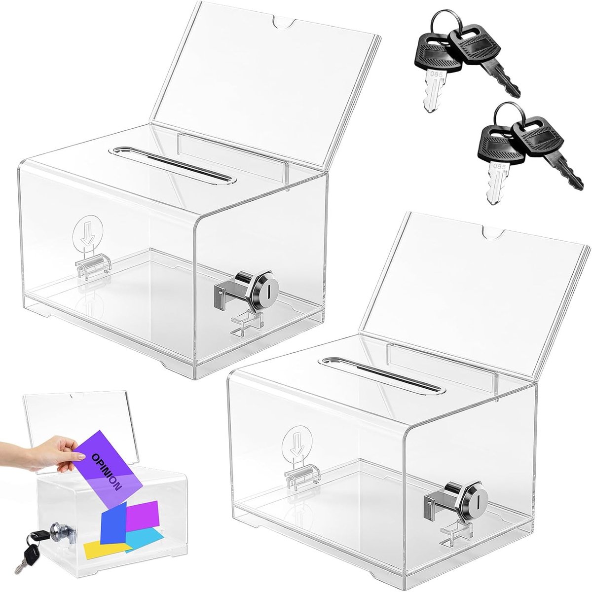 Acryl dispenser box - transparant - met slot en sleutels - ideaal voor wedstrijdinzameling - ShopVlot