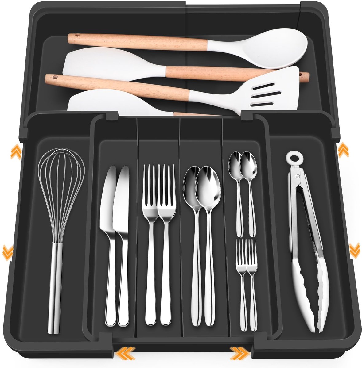 Famanu – Multidirectionele uitbreidbare besteklade organizer, bestek tray met 4-7 compartimenten, ideaal voor het opslaan van bestek en keukengerei in de keukenkast
