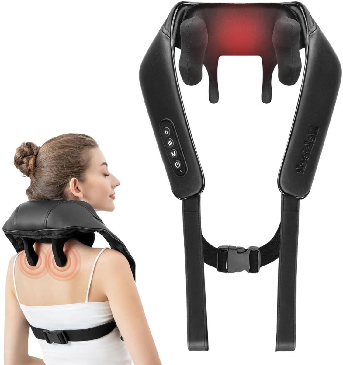 JCP® Nekmassage Apperaat - Nekmassage Apparaat Draadloos - Elektrisch Nekmassage Apparaat - Zwart - 14cm x 21cm x 35cm