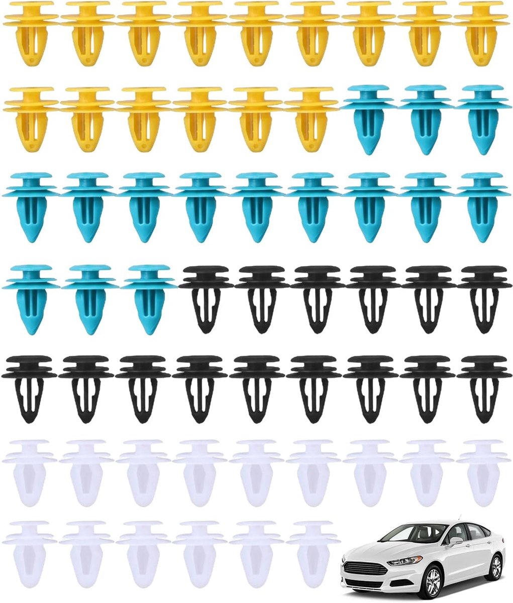 Clips voor bevestiging auto - 60 stuks - nylon kunststof - geluidsarm en veilig - ShopVlot
