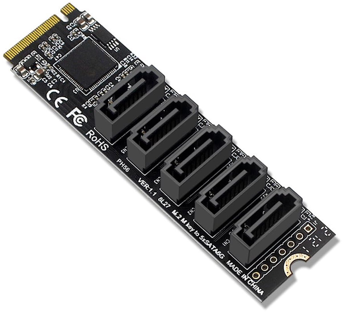 SATA adapter 5-poorts - M.2 NVMe naar SATA converter - Aluminium koeler - Betrouwbare prestaties - ShopVlot