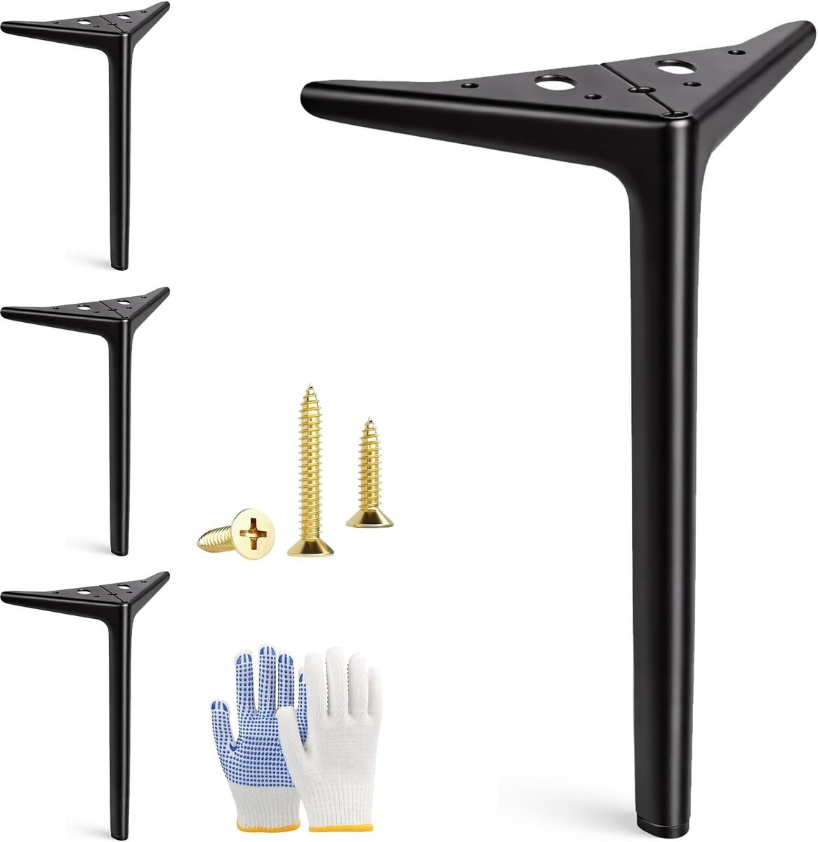 Meubelpoten 25 cm - Zwart metaal - Tot 700 kg belastbaar - Perfect voor stevige meubels - ShopVlot