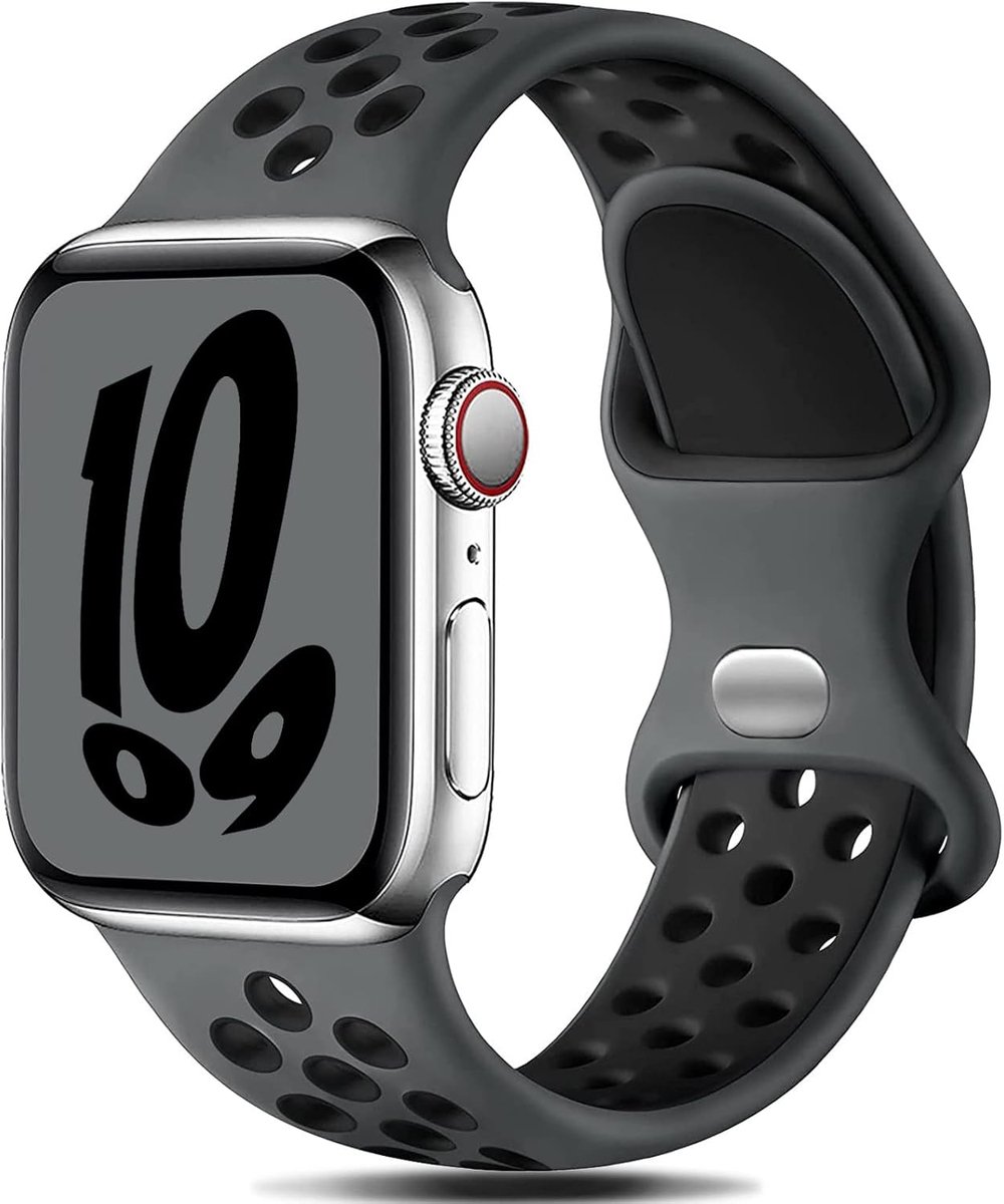 Sportband voor Apple Watch 38-49mm - Anthraciet/Zwart - Waterdicht en huidvriendelijk - Ideaal voor dagelijks gebruik - ShopVlot
