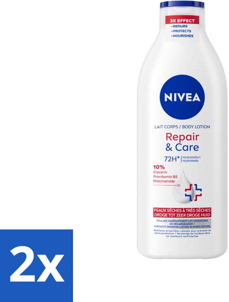 2 x Nivea - Repair & Care Bodylotion - 72 uur Hydratatie - Voor Zeer Droge Huid - 400 ml - Lichaamslotion - Droge Huid - Zeer Droge Huid - Hydraterende Lotion - NIVEA