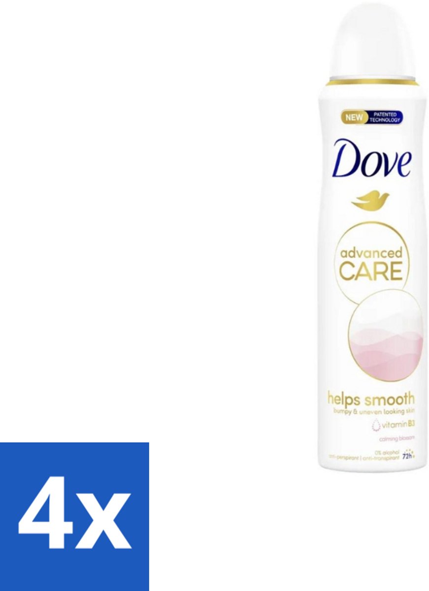4 x Dove Deodorant Spray - Advanced Care - For Smooth Skin - 150 ml - Dove Deodorant - Anti-transpirant - Deodorant Spray - Calming Blossom - Bloemachtige Geur