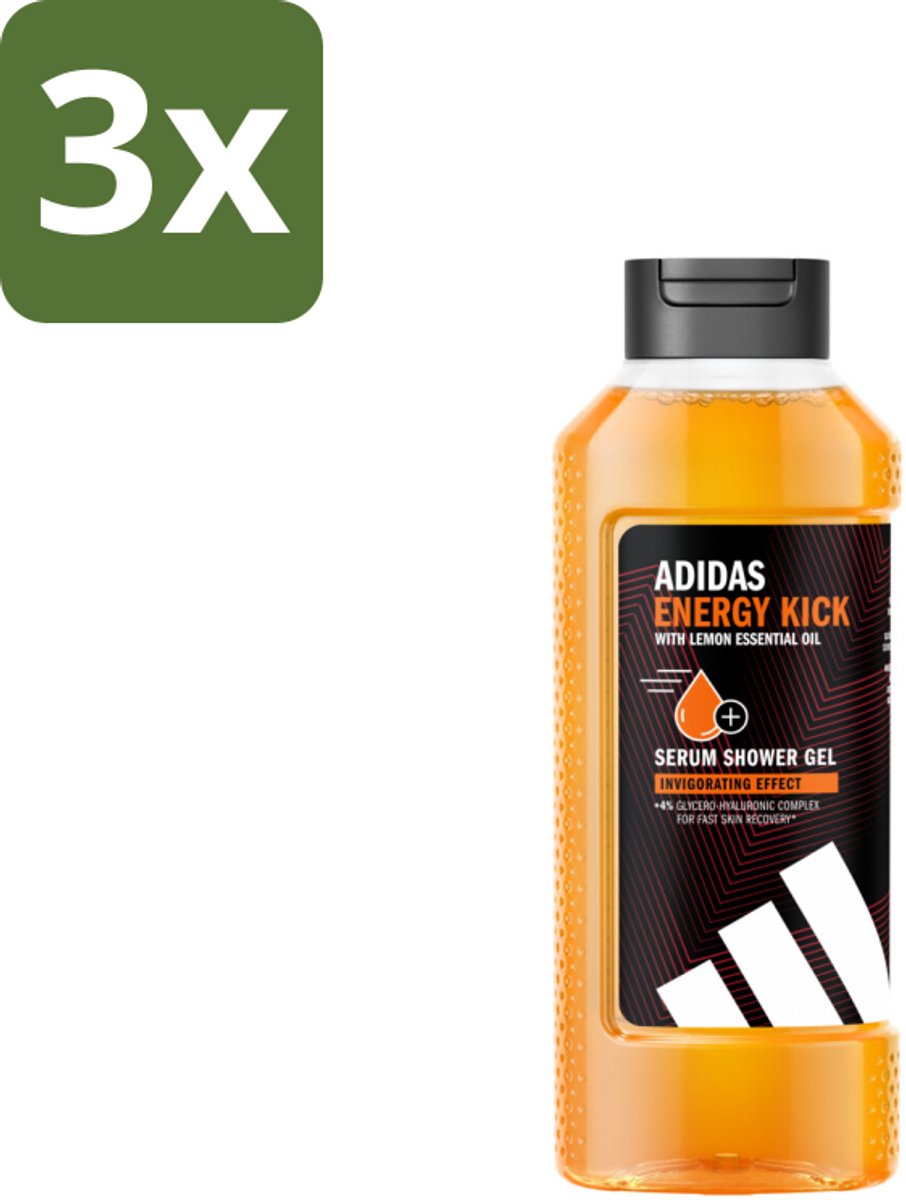 Adidas – Douchegel – Active Skin & Mind Energy Kick – 400 ml - Bulkverpakking - 3 stuks