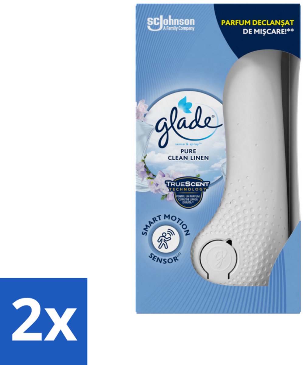 2 x Glade - Houder Sense & Spray - Pure Clean Linen - 18 ml - Luchtverfrisser - Geurverspreider - Glade Sense & Spray - Pure Clean Linen - Frisse Geur