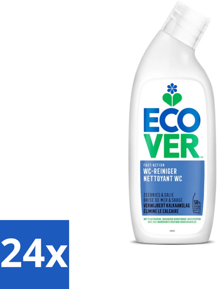 24 x Ecover - Toiletreiniger - Zeebries & Salie - 750 ml - Toilet Schoonmaak - Toiletreiniger - Ecologische Schoonmaak - Biologische Reiniger - Plantaardige Ingrediënten