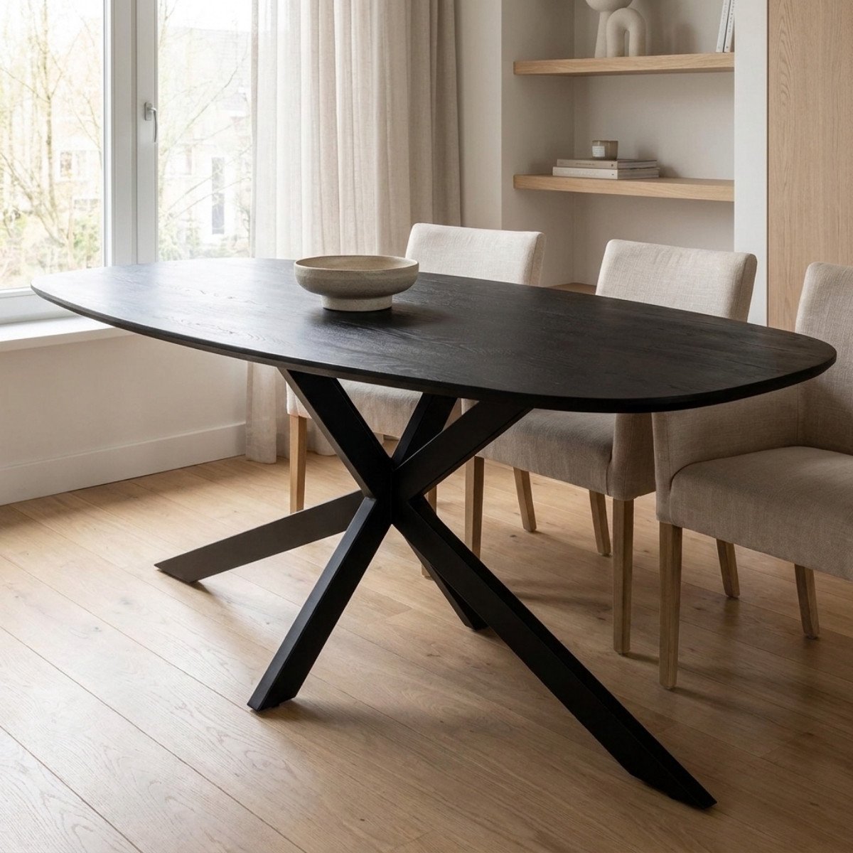 Tower Living Eettafel Silvi - Rechthoek Zwart Hout - 220x110x78cm