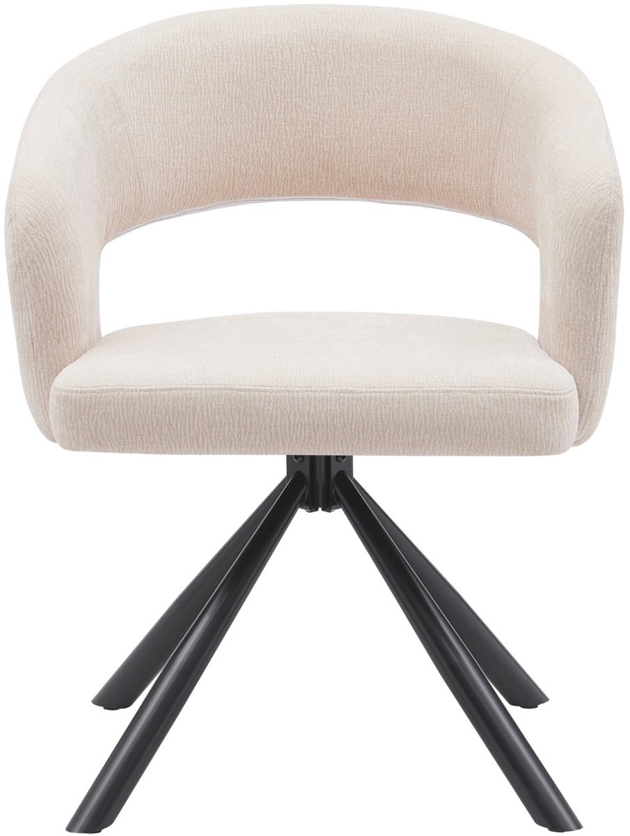 DÉJA Living Eetkamerstoel Elle - Stof/Metaal - Beige - Set van 2