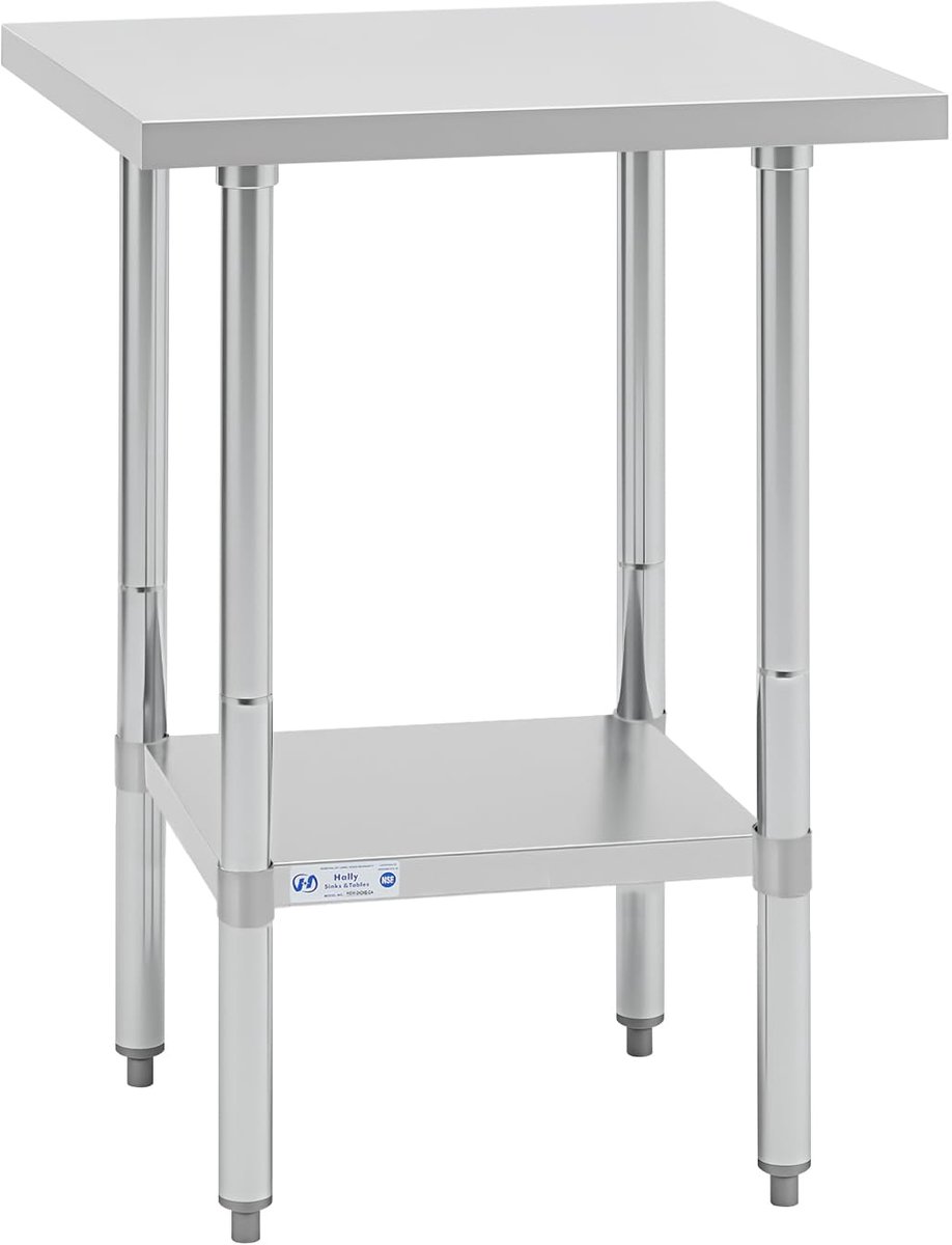 Tafel voor voorbereiding 61 x 61 cm - Roestvrijstaal - Heavy Duty - Ideaal voor restaurant en hotel - ShopVlot
