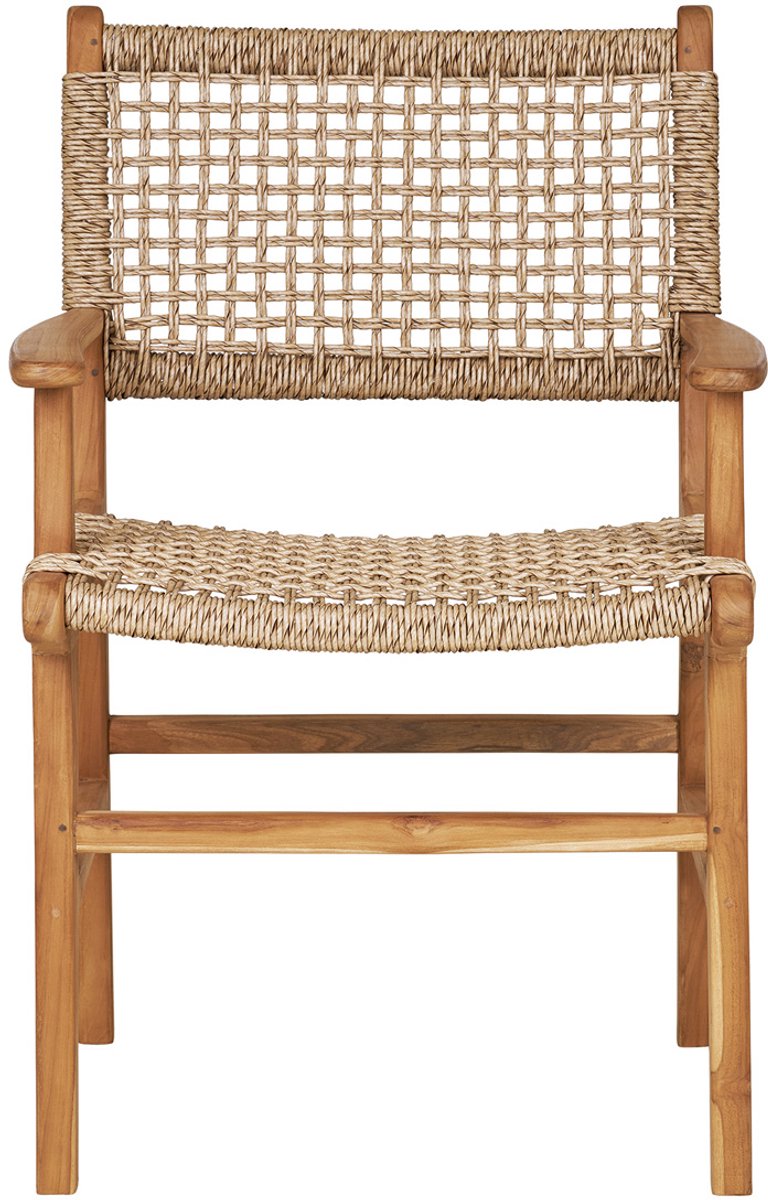 House Nordic Eetkamerstoel Derby - Teak/Rotan - Incl. Armleuning - Set van 2