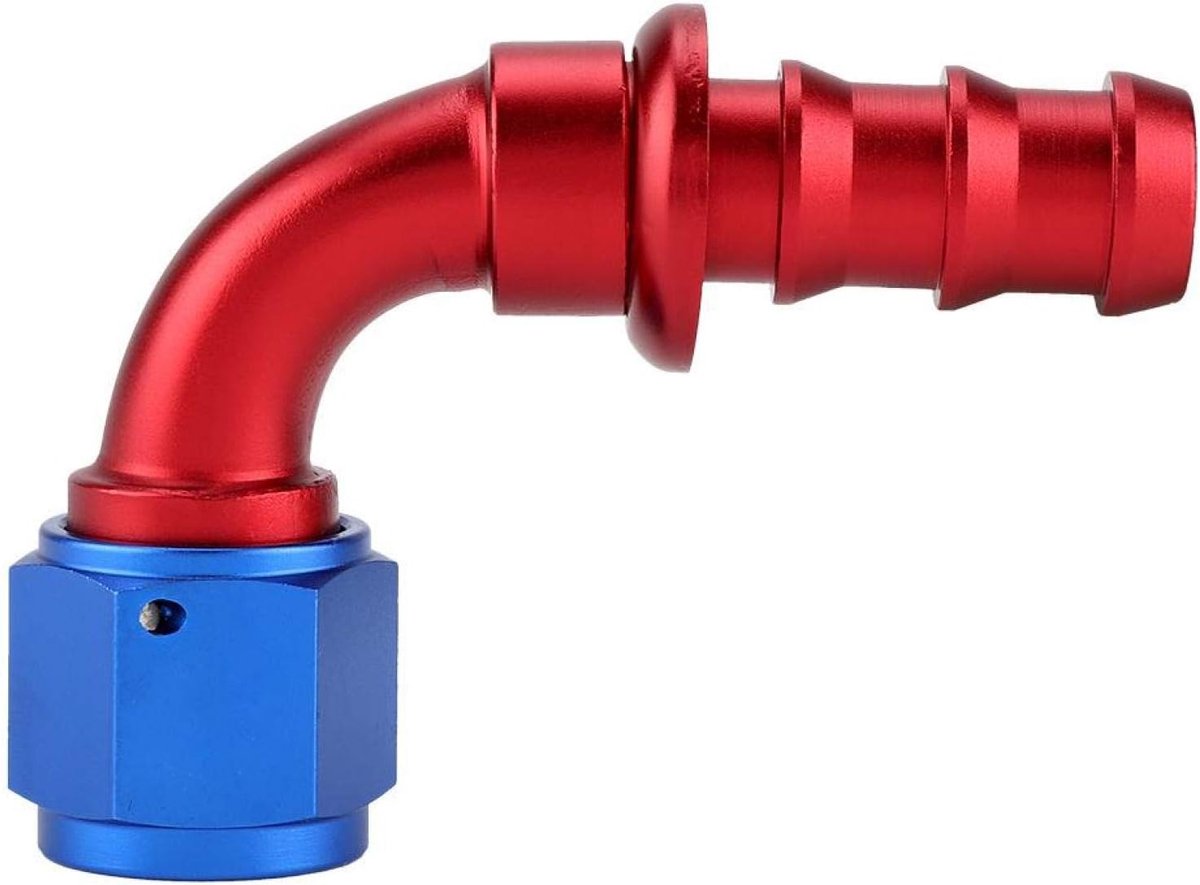 Olie Slang Einde AN10 90° - Blauw Aluminium - Voor Verbetering Motorprestaties - Voor Diverse Voertuigen - ShopVlot