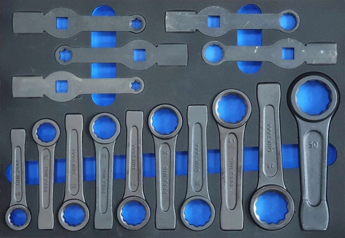 Schokdoppen set 15-delig voor gereedschapswagen, 560mm breed