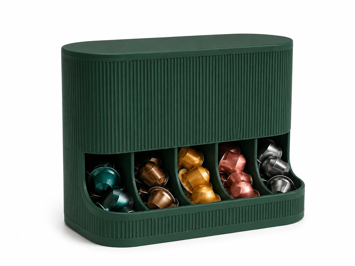 Koffiecapsulehouder met Deksel – Koffiecapsule Organizer met 5 Vakken – Capsulehouder voor Koffiehoek – 3D Geprint
