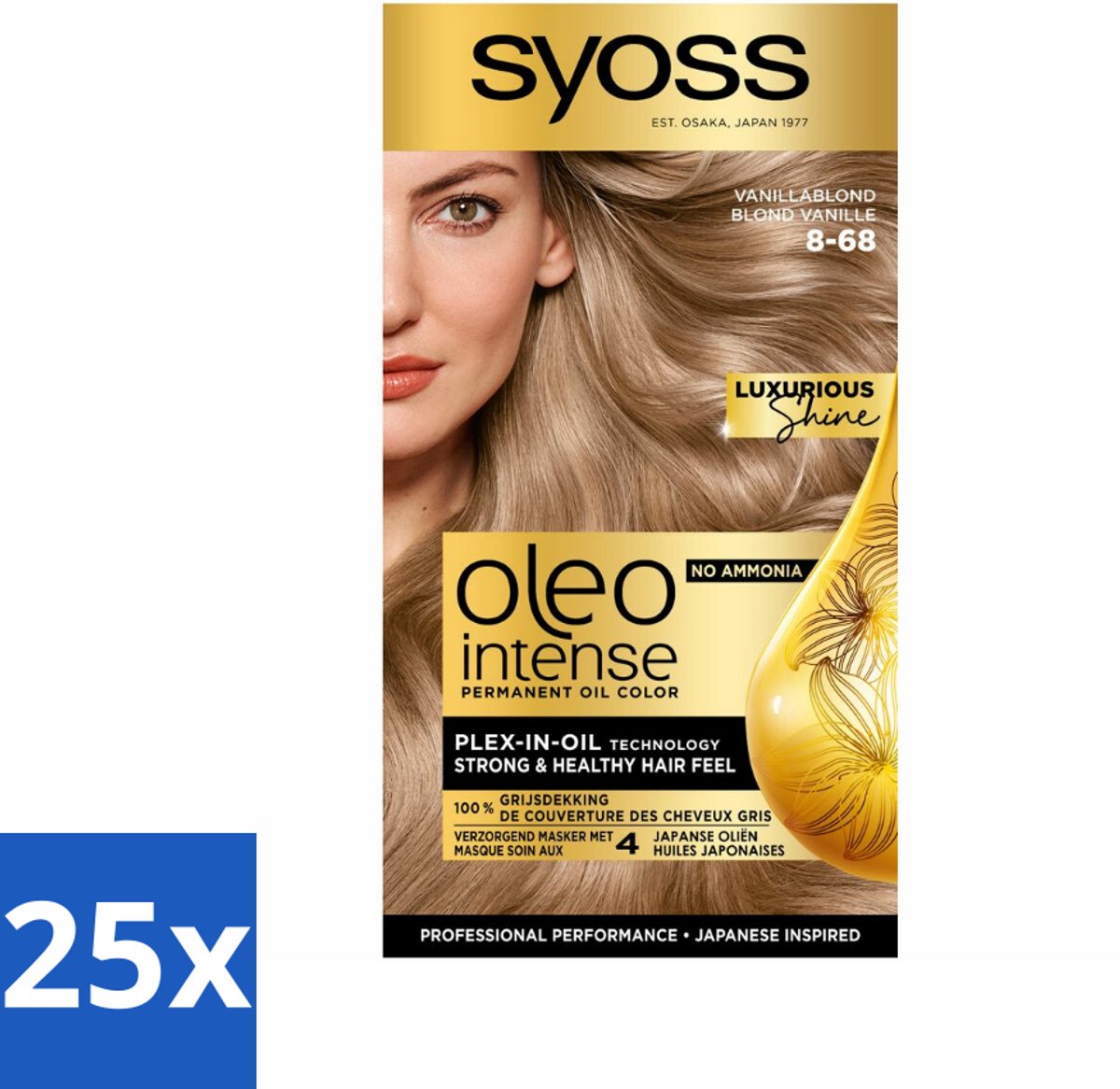 25 x SYOSS - Oleo Intense 8-68 Vanillablond - Haarverf - Zonder Ammoniak - Grijsdekking - Langdurige Kleur - Haarverf - Permanent Haarkleuring - Grijsdekking - Zonder Ammoniak - Haarverf Zonder Ammoniak