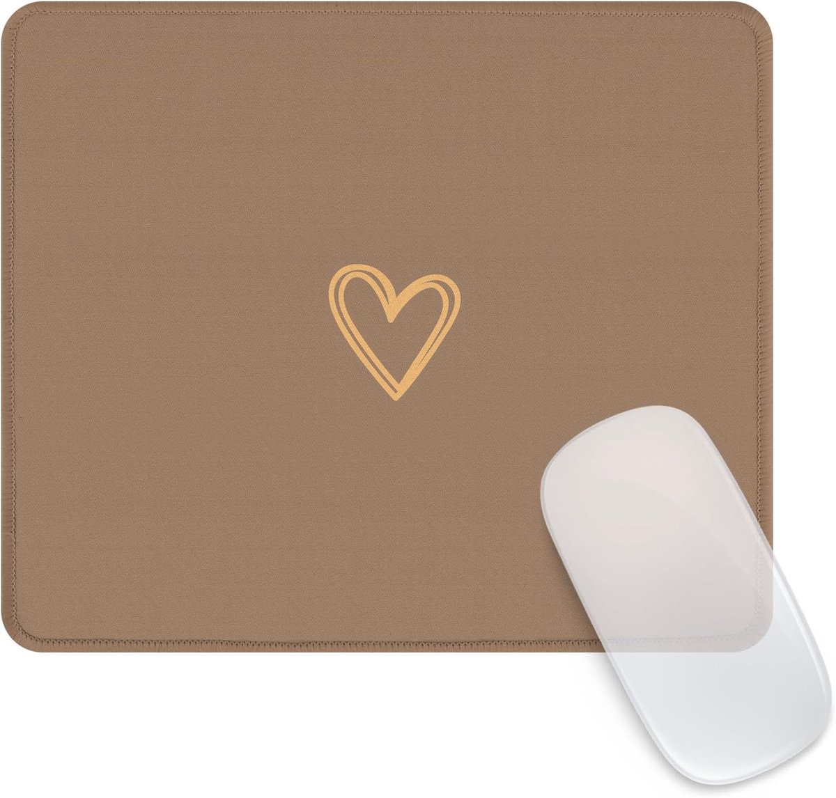Muismat vierkant bruin - esthetisch hart design - waterdicht en antislip - ideaal voor thuis en kantoor - ShopVlot