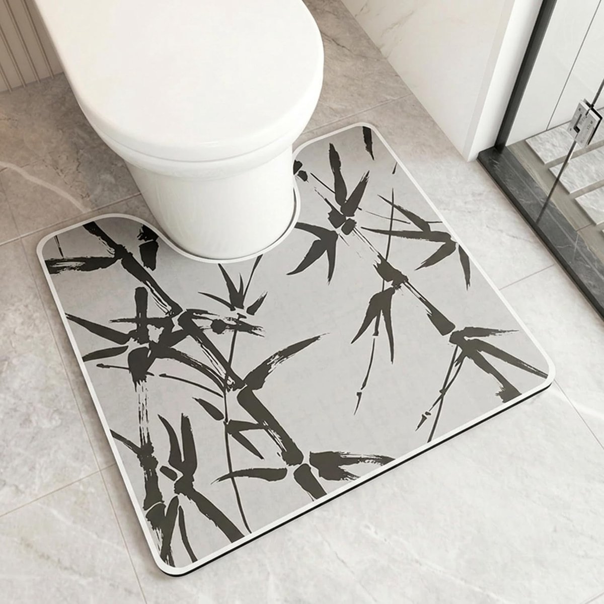 Toiletmat U-vorm 55 x 50 cm - absorberend diatomiet - antislip en sneldrogend - ideaal voor badkamer - ShopVlot