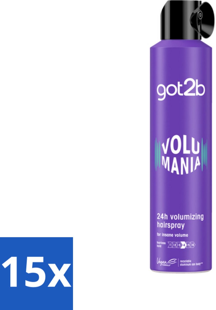 15 x Got2B - Haarspray - Volumania - 300 ml - Haarspray - Volume - Body - Hold - Vegan Haarspray