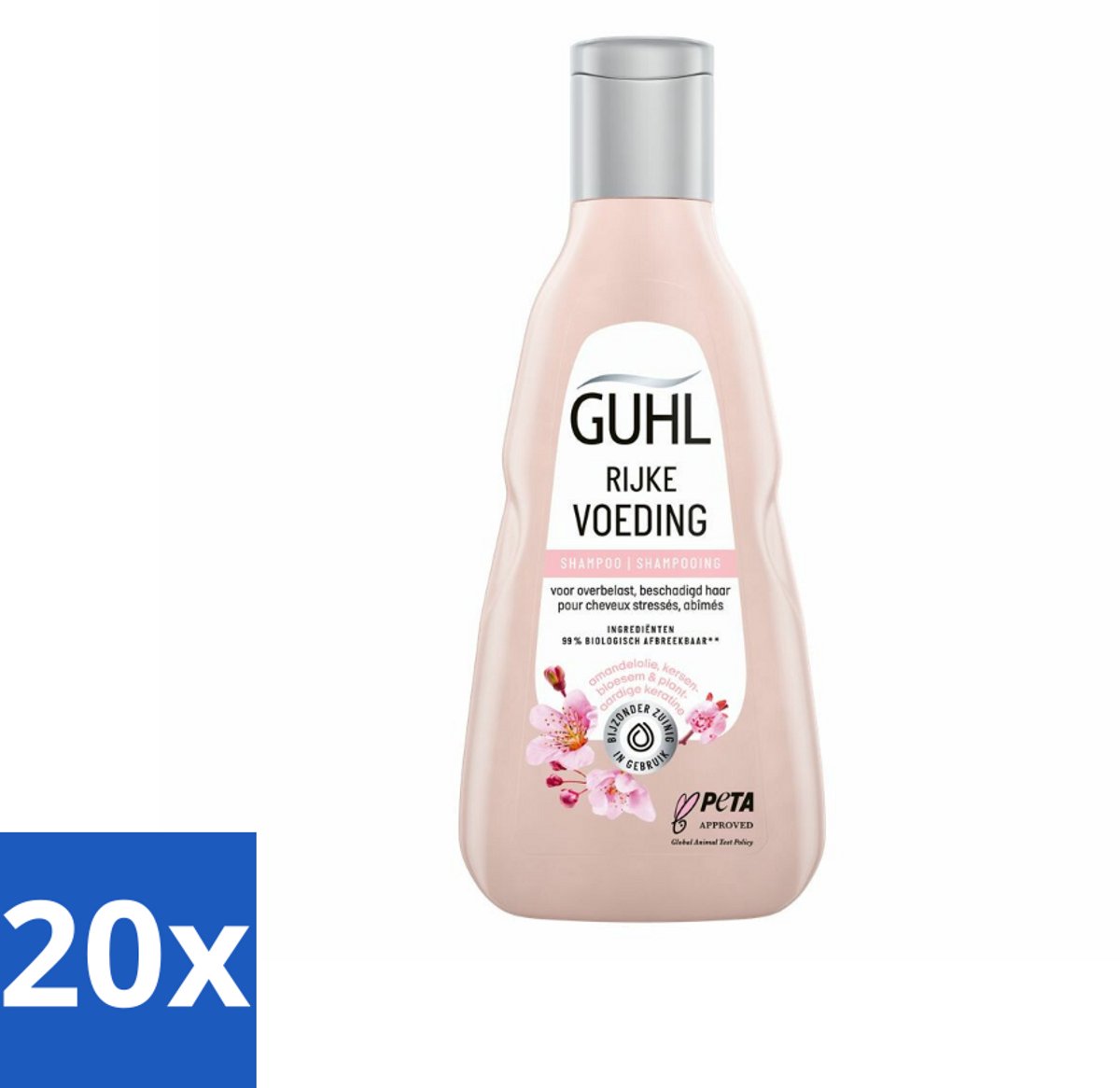 20 x Guhl - Shampoo - Rijke Voeding - 250 ml - Voedend Shampoo - Droog Haar - Uitgedroogd Haar - Herstel Haar - Amandelolie