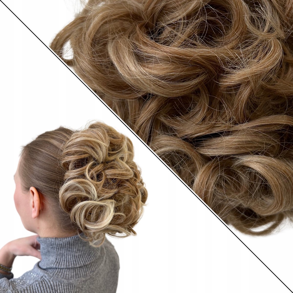 Messy Krullende Haarstuk met Kam - Warm Blond