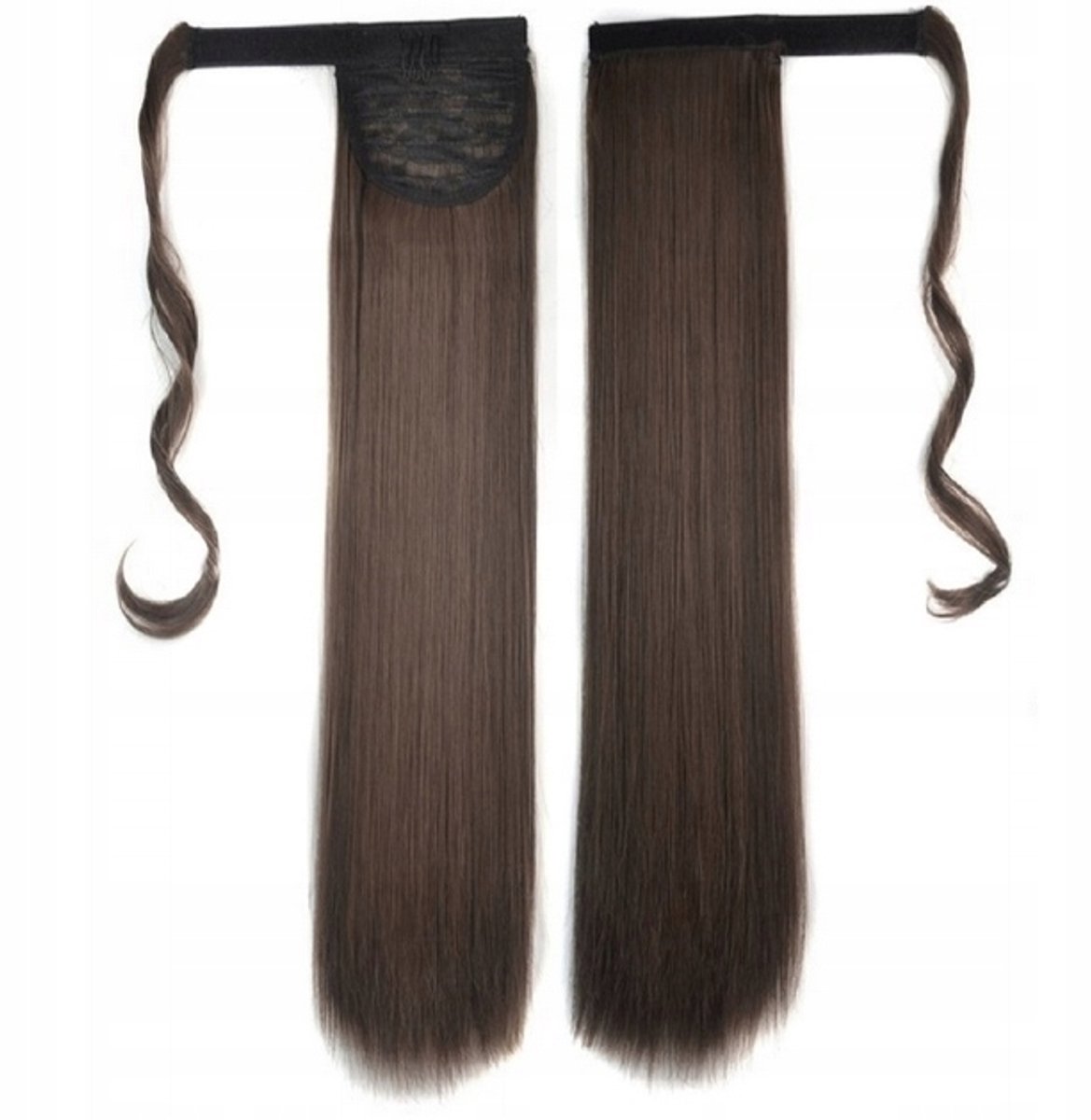 Aansluitende paardenstaart van synthetisch haar, 60 cm, middenbruin