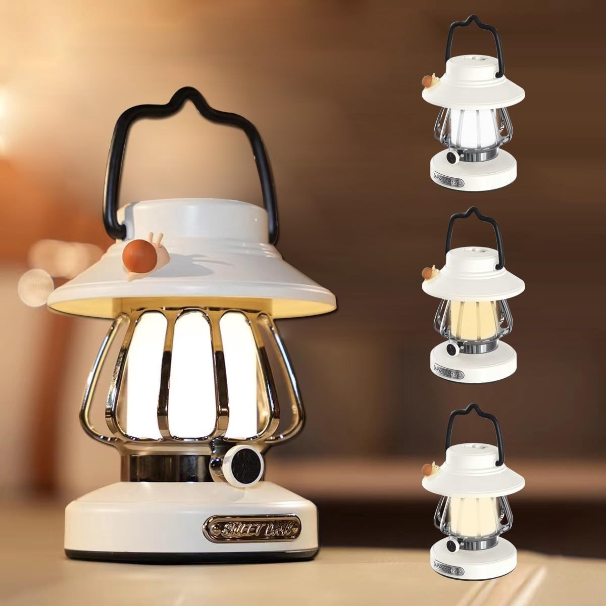 LED Oplaadbare Paardenlamp - Wit - 11,5 x 11,5 x 14 cm - Retro Ontwerp met Dimbare Lichtintensiteit - Voor Buiten en Kamperen