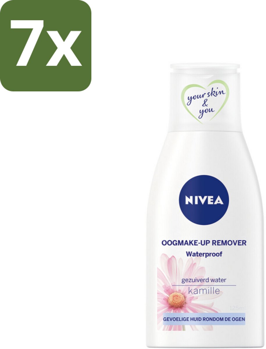 NIVEA - Oogmake-up Verwijderaar - Waterbestendige Make-up Verwijderaar - Voor de gevoelige huid - Met Kamille & Provitamine B5 - 125 ml - Bulkverpakking - 7 stuks