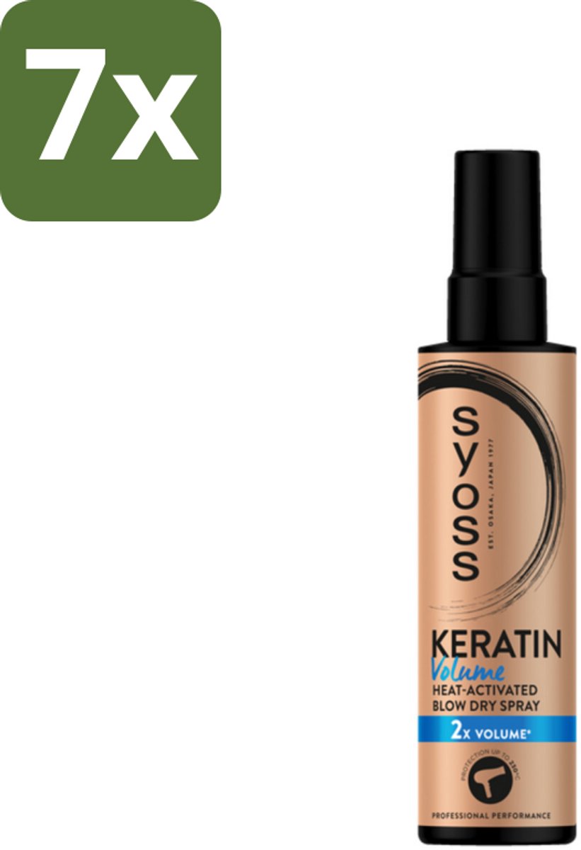 Syoss - Keratin & Volume - Heatprotection Spray - Dubbele Bescherming - 200 ml - Bulkverpakking - 7 stuks
