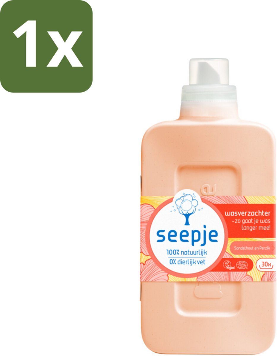 Seepje - Wasverzachter - Verzorgt en Verfrist - Sandelhout en Perzik - 30 Wasbeurten - 750 ml - 1 stuk