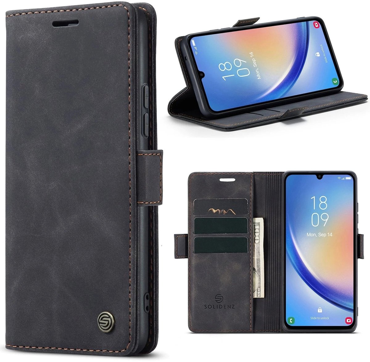 Solidenz Urban Book hoesje - Geschikt voor Samsung Galaxy A27 - Zwart