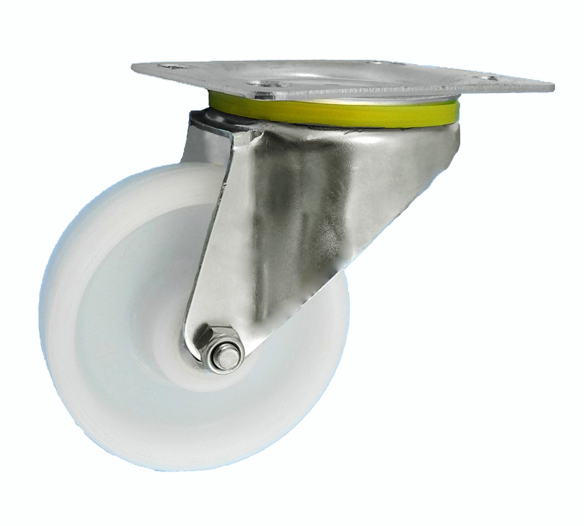 Zwenkwiel polyamide fi 80 mm, 100 kg draagvermogen, verzinkte behuizing