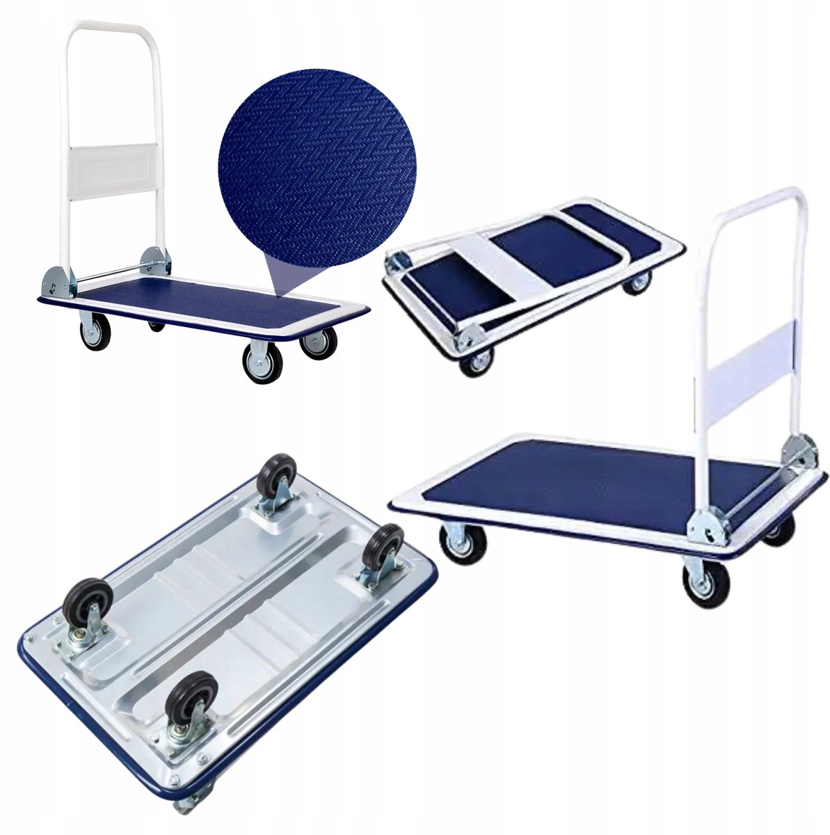 Opvouwbare magazijnkar 300 kg, sterke transportkar met platform
