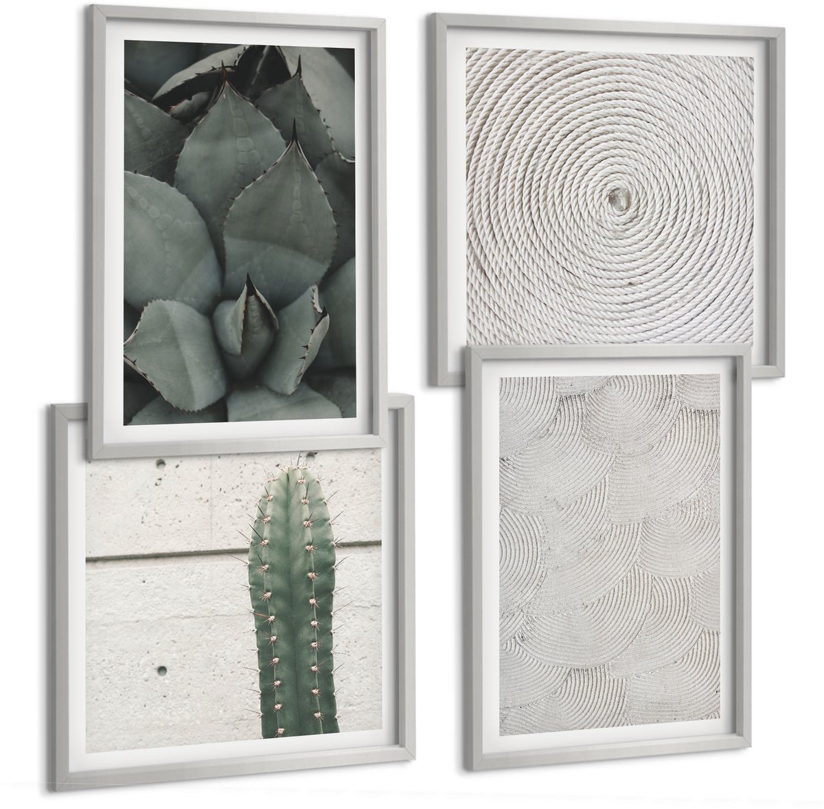TULUP 4-Delige Schilderij Set - Zomerse texturen van dichtbij in een tropisch klimaat - 40 x 40 cm en 40 x 60 cm - Wanddecoratie - Woonkamer Decoratie - Moderne Wanddecoratie Zilveren lijst