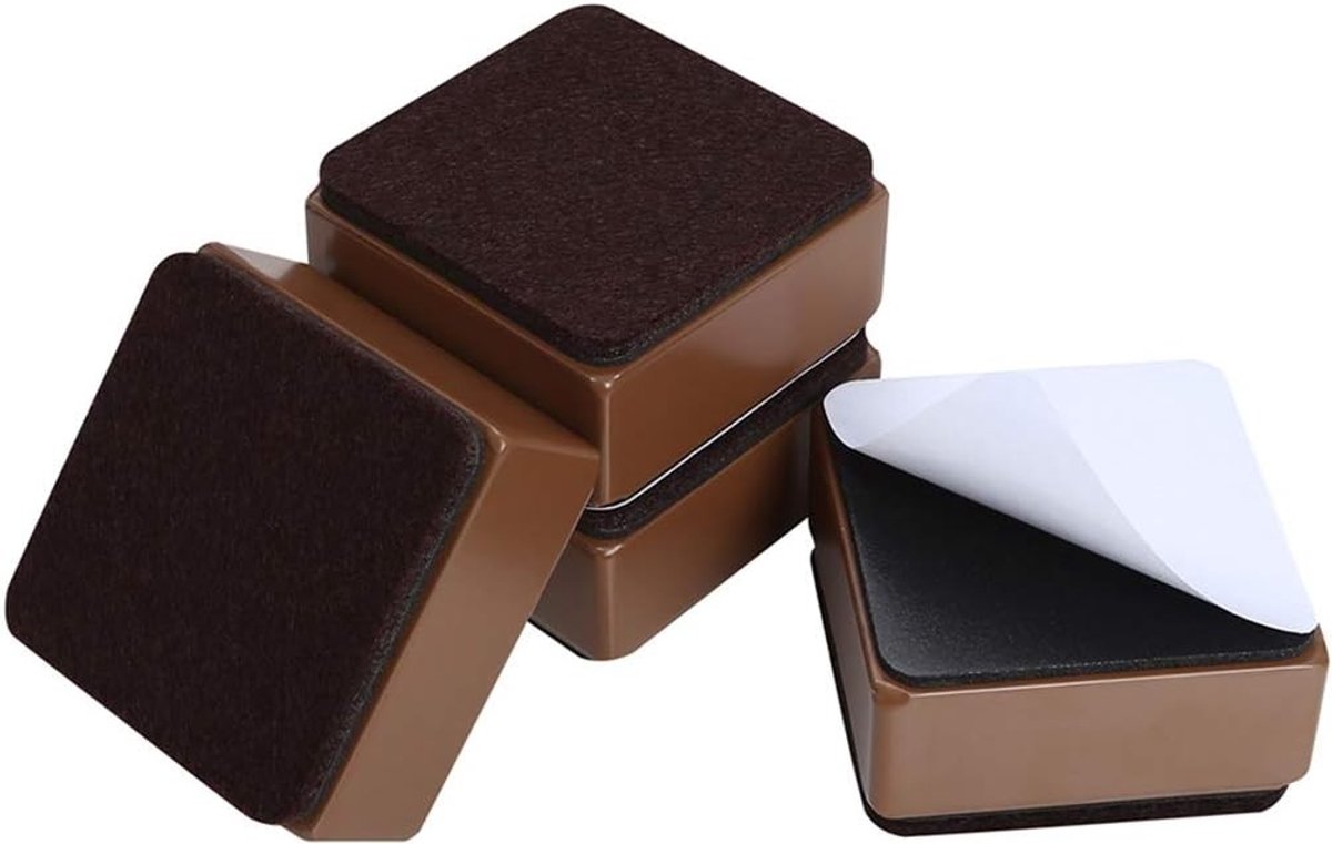 Beenverhoger voor in bed - Bruin - 3 x 6 cm - Koolstofstalen Vierkante Meubelverhoger - Voor Bedden en Zware Meubels