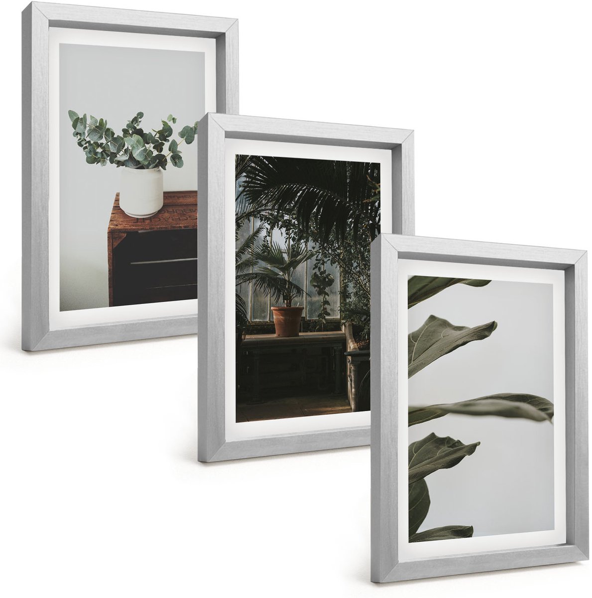 Tulup 4-Delige Schilderij Set - Rustieke bladeren potplanten - 20 x 30 cm - Schilderijen Set - Wanddecoratie - Woonkamer - Moderne Wanddecoratie
