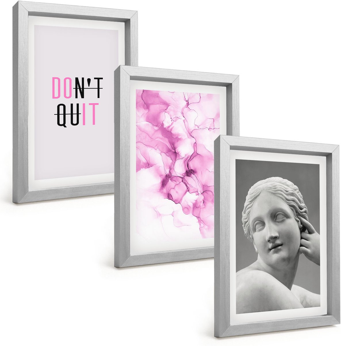 Tulup 4-Delige Schilderij Set - Aquarel Abstractie Inspirerende Slogan Oude Beeldhouwkunst - 20 x 30 cm - Wanddecoratie - Muurdecoratie - Woonkamer - Woonkamer Decoratie